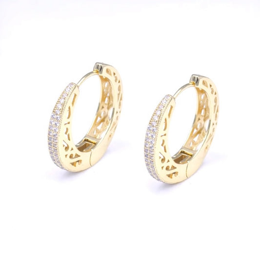 CZ Filigree Huggie Hoops